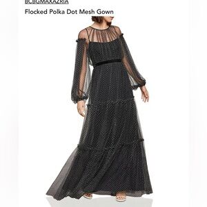 BCBGMAXAZRIA Flocked Polka Dot Mesh Gown size 2